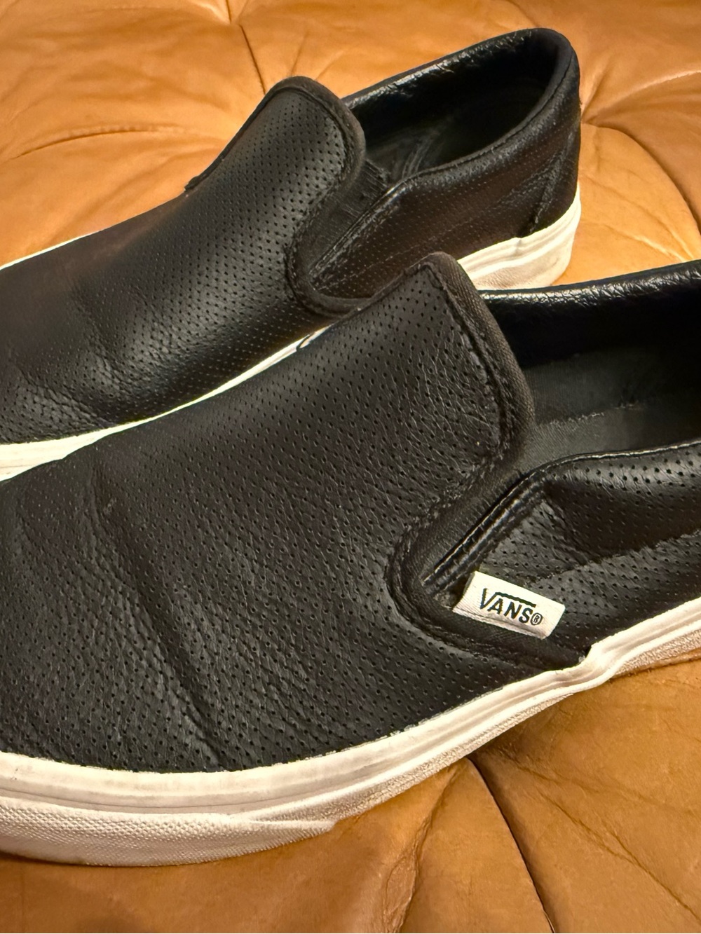 Vans Black Perforated Slip-On Loafers